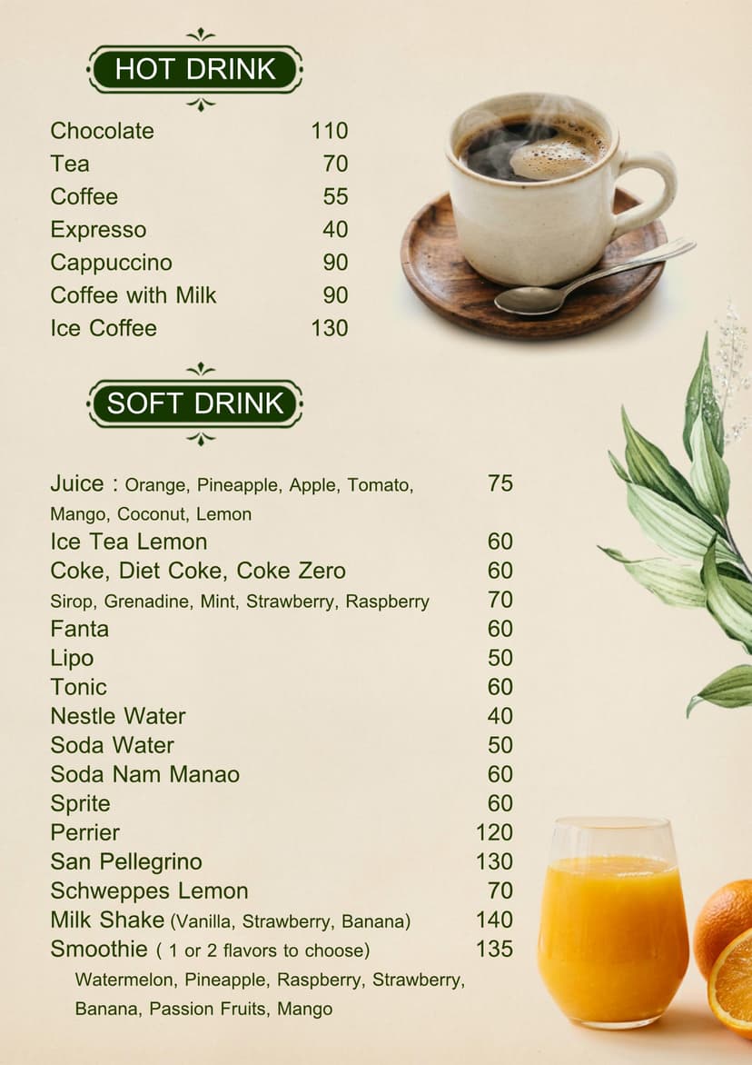 Momento Bar drink menu